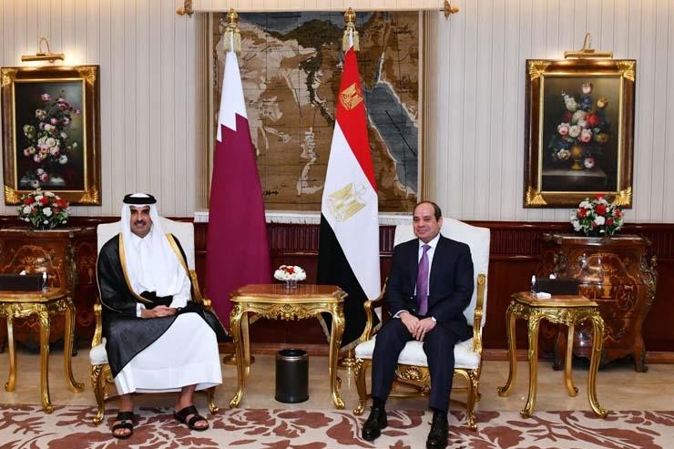 السيسي يستقبل أمير قطر بقصر الاتحادية