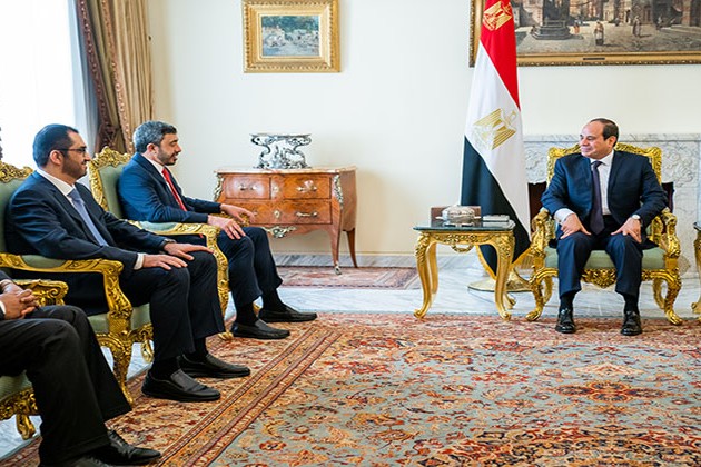 السيسي يستقبل الشيخ عبد الله بن زايد آل نهيان