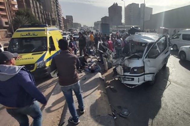 مصرع شابين فى حادث تصادم سيارة ملاكى بطريق القاهرة الإسكندرية الزراعى بطوخ